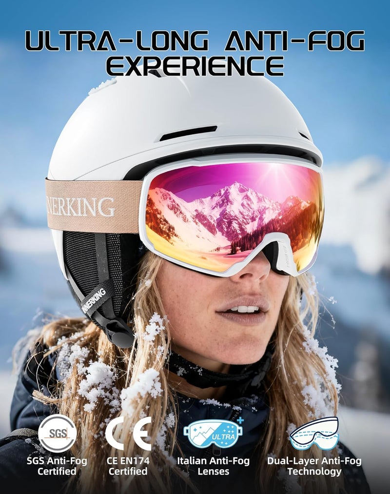 Innerking OTG Ski Goggles SGS Approved, Over Glasses Snow Snowboarding Winter Goggles Anti Fog for Adult, Youth, Men Women - Image 2